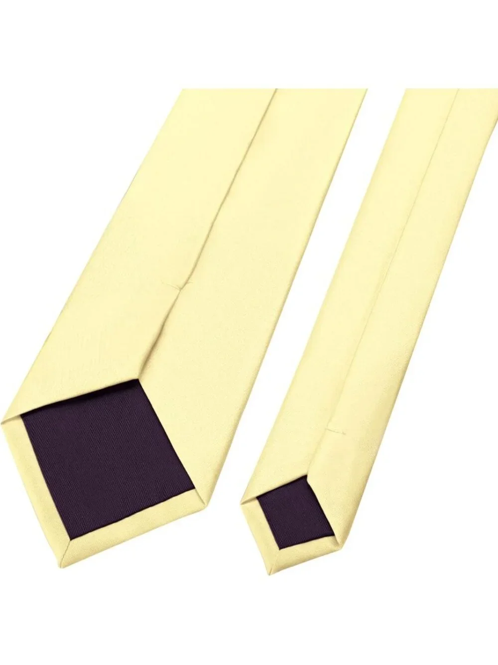 Men's Light Yellow Solid Microfiber Plain Formal Silk Necktie For Business Dress